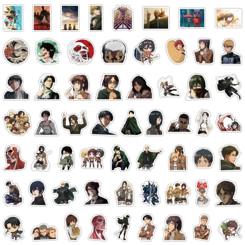 Tablet Cute Accessories - 60 Stück Attack on Titan Anime-Aufkleber,