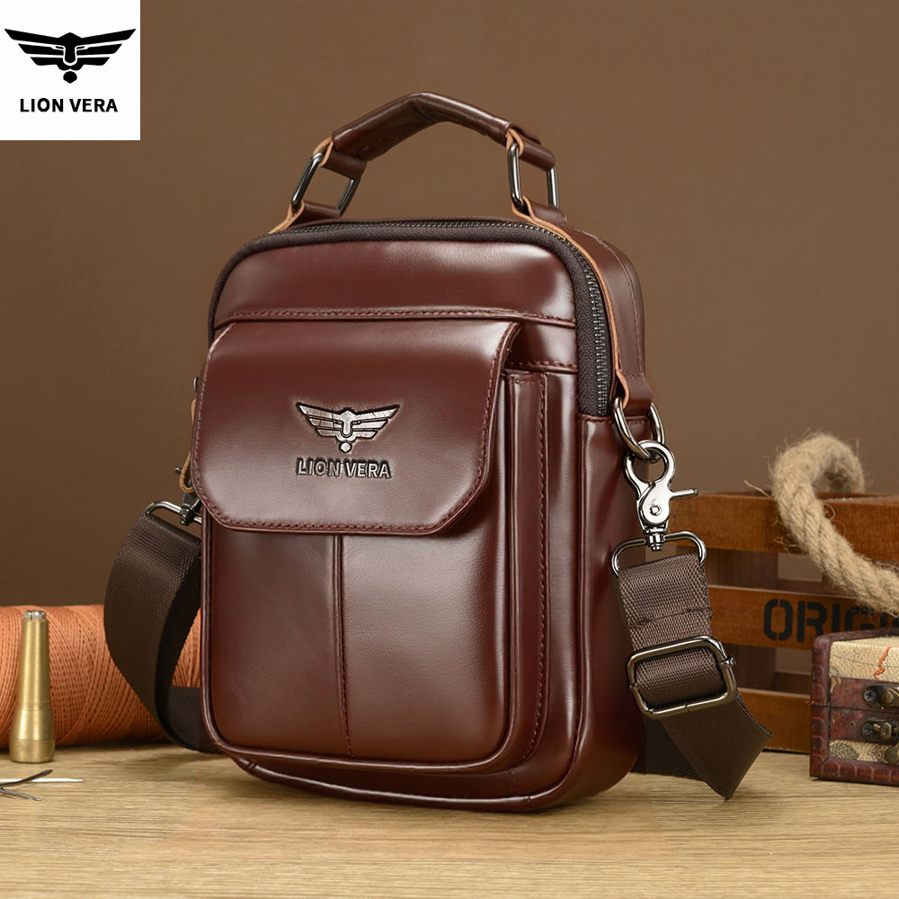 Tablet Accessories Bag - LION VERA Herren-Umhängetasche aus echtem Leder,